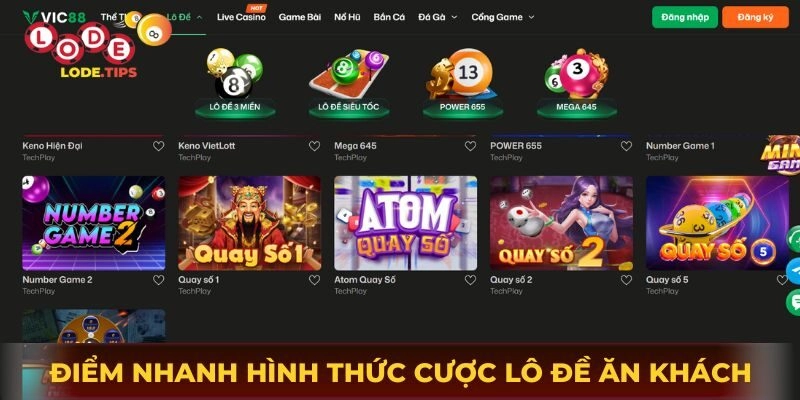 Điểm nhanh hình thức cược lô đề ăn khách nhất tại Vic88